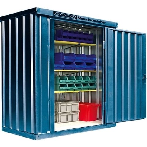 Lagercontainer, Baucontainer, Materialcontainer, Container, Gerätehaus, 2.150 x 2.100 x 1.140 mm (HxBxT), Holzfußboden, montiert, Farbe signalgelb