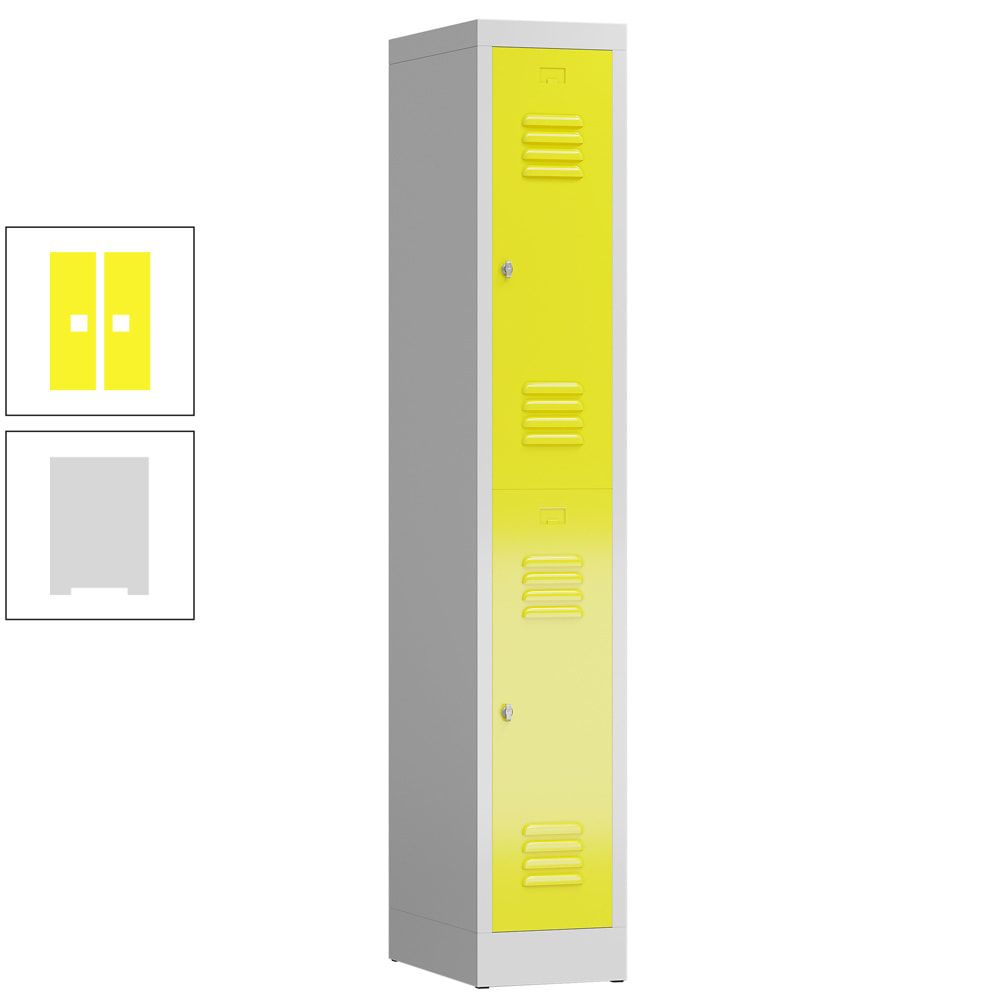 Garderobenschrank, Doppelstockspind, 1 Abteil, 2 Fächer, 1.800 x 310 x 500 mm (HxBxT), Stahl, Drehriegel, Korpus: lichtgrau, Front: anthrazitgrau
