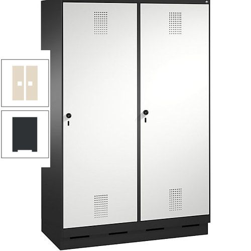 Doppel-Spind, Garderobenschrank, 2 Türen für 4 Abteile a 300 mm, Korpus anthrazitgrau, Türen anthrazitgrau, 1.800 x 1.200 x 500 mm (HxBxT)