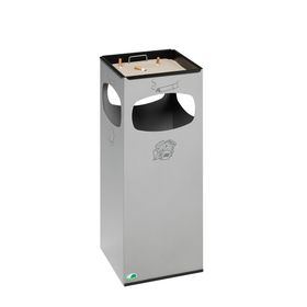Abfalleimer mit Ascher - Volumen 29 l - eckig - 660 x 250 x 250 mm (HxBxT) - Farbe wählbar