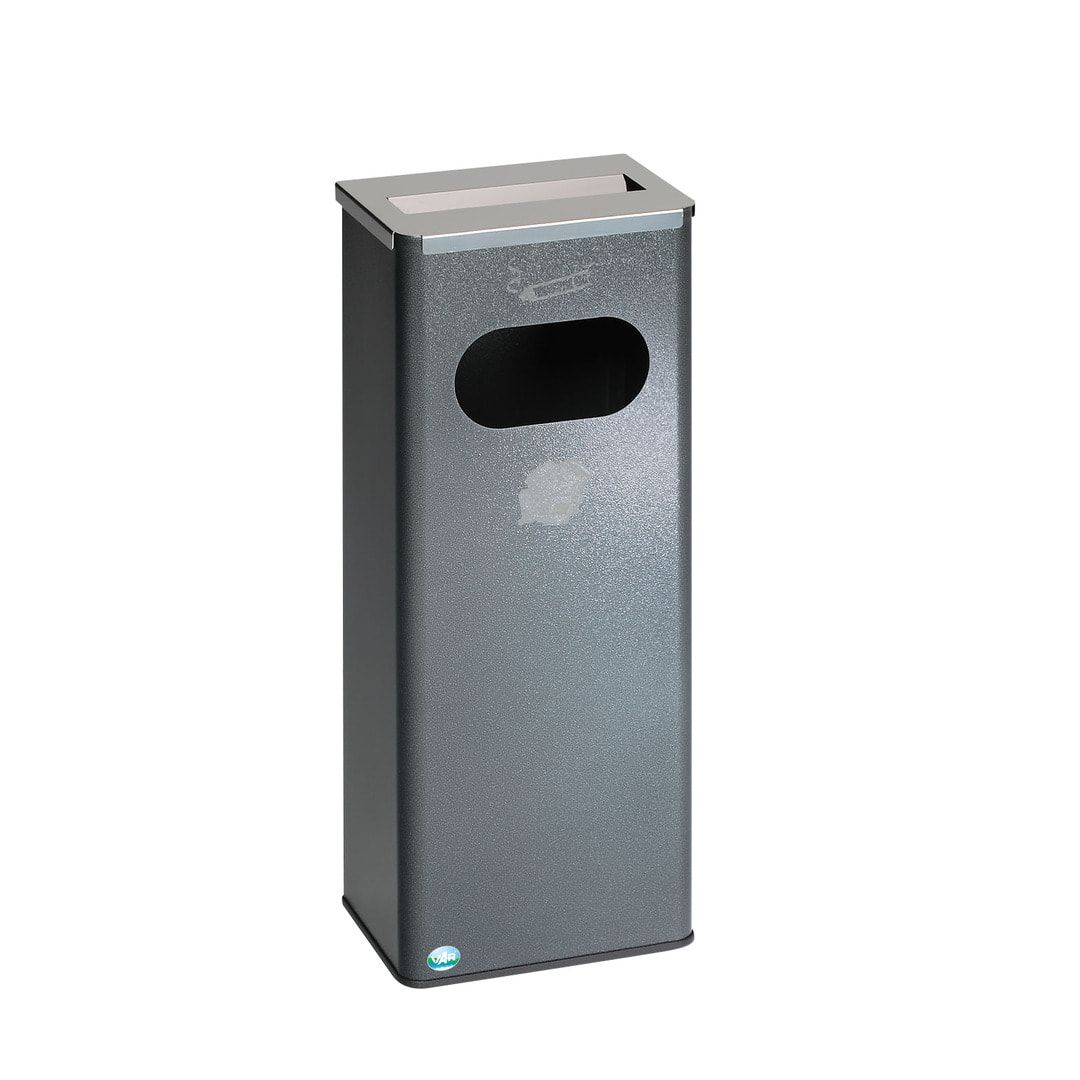 Ascher-Abfallsammler - Volumen 32 l - 760 x 310 x 220 mm (HxBxT) - Antik-silber, Struktur