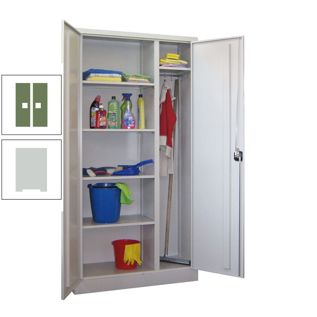 Putzschrank mit Trennwand - 1.950x1.000x400 mm (HxBxT) - Böden pulverbeschichtet - anthrazitgrau