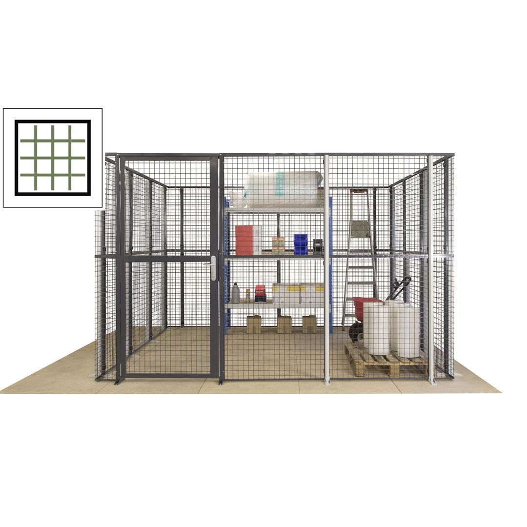 Maschinen Schutzgitter - Hallentrennwand - Sicherheitszaun - Tür - 108 m - 2.200 x 33.400 x 21.400 mm (HxBxT) - enzianblau