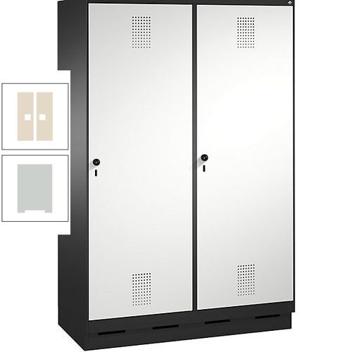 Doppel-Spind, Garderobenschrank, 2 Türen für 4 Abteile a 300 mm, Korpus anthrazitgrau, Türen anthrazitgrau, 1.800 x 1.200 x 500 mm (HxBxT)