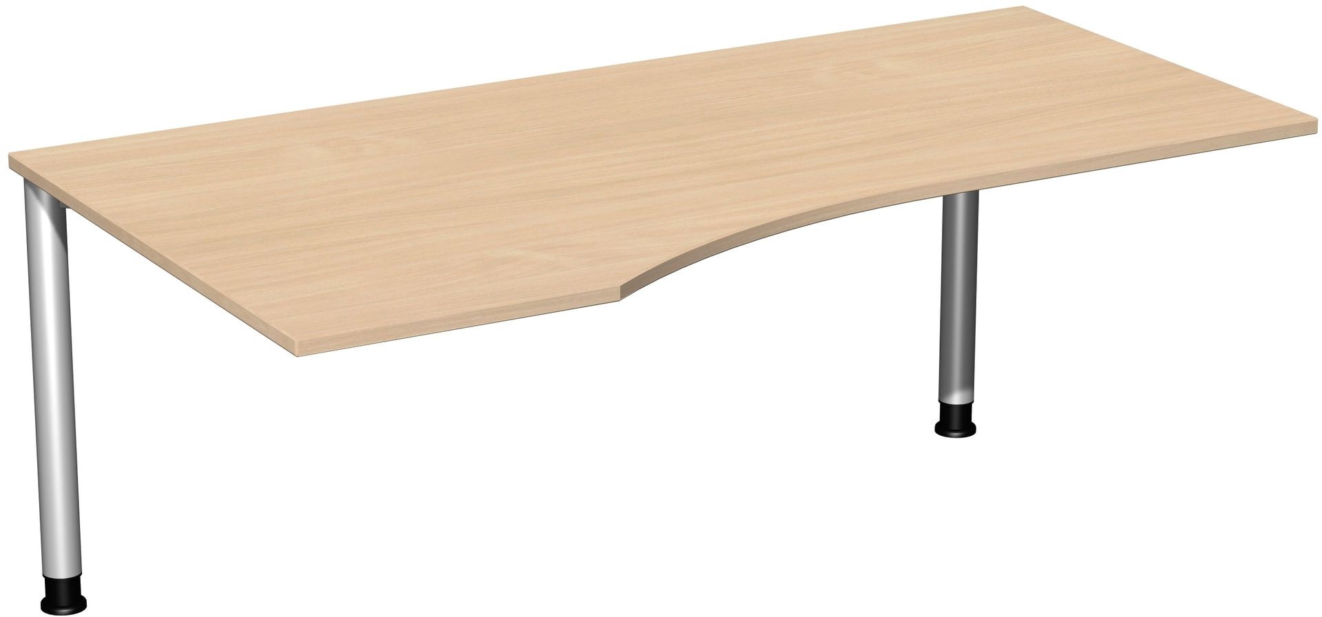 Eckschreibtisch mit einseitig verkürzten Füßen, 4-Fuß Flex, Ecke links, Höhe 680-800 mm, 1.600 x 1.000 mm (BxT), Gestell anthrazit, Ahorn