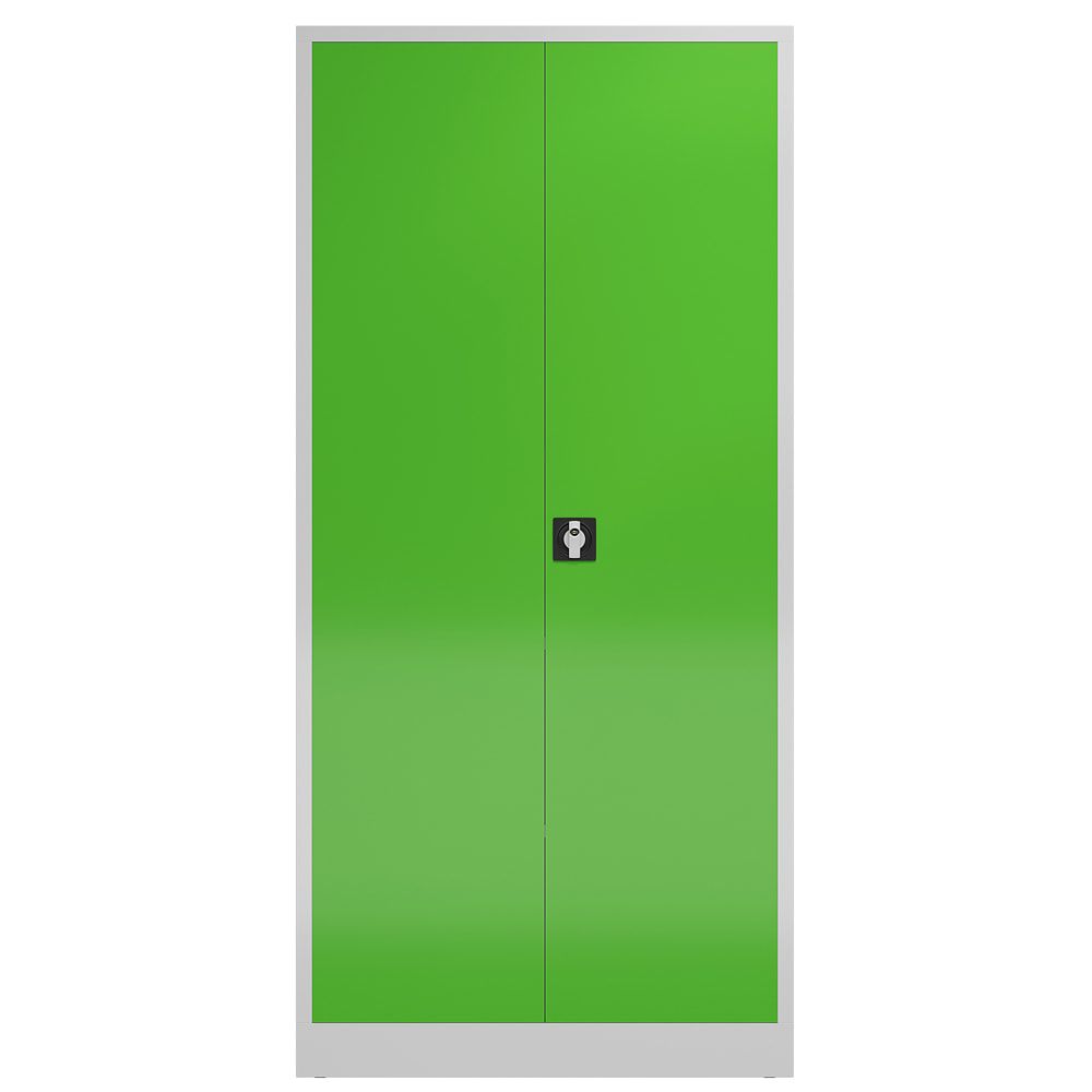 Aktenschrank, Büroschrank, abschließbar, Flügeltüren, 4 Fachböden, 1.945 x 920 x 500 mm (HxBxT), Stahl, Korpus und Türen lichtgrau
