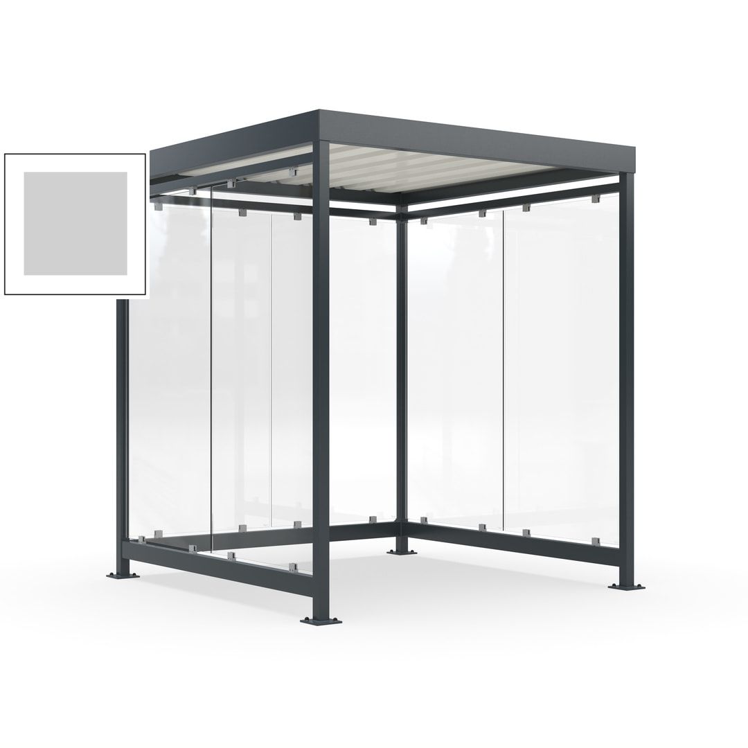 Raucherunterstand, Bushaltestelle, 6-7 Personen, 6 Wände, 2.510 x 2.165 x 2.165 mm (HxBxT), Achatgrau