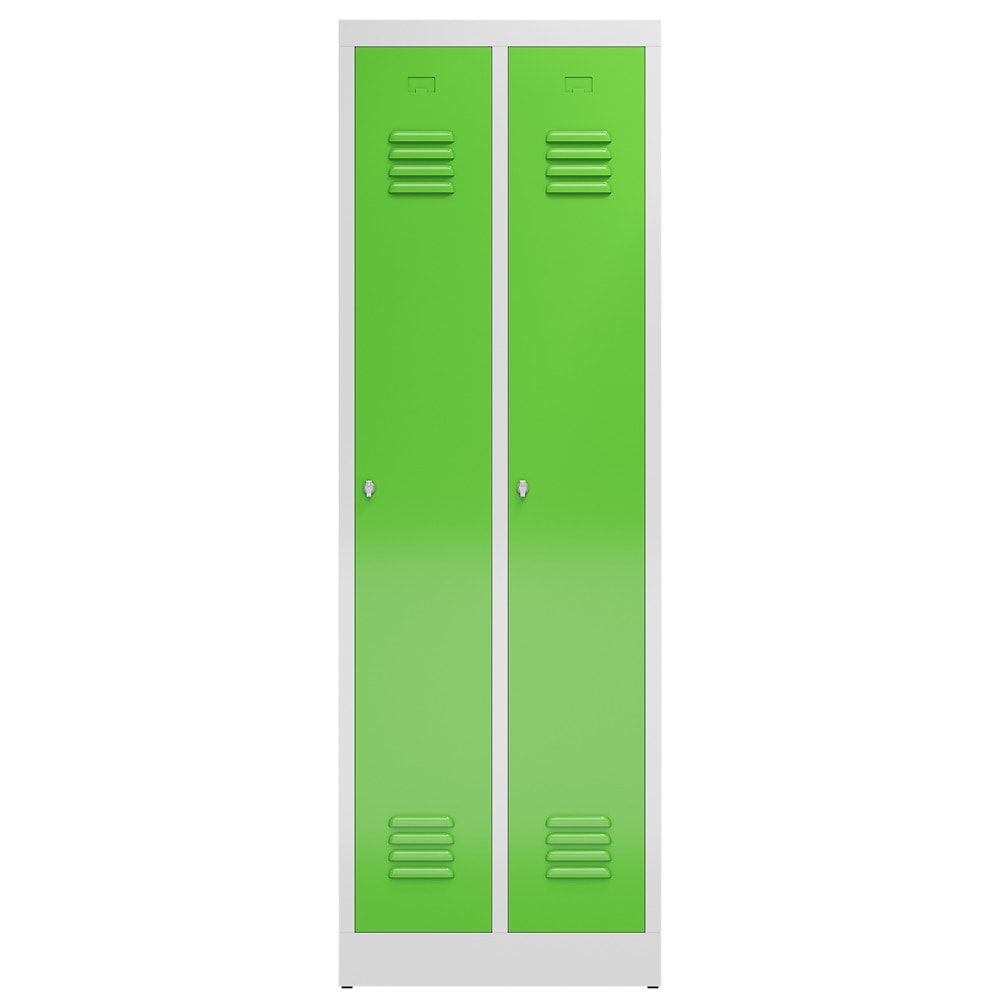 Garderobenschrank, Garderobenspind, 2 Abteile, 1.800 x 590 x 500 mm (HxBxT), Stahl, Drehriegelverschluss, Korpus: lichtgrau, Front: anthrazitgrau
