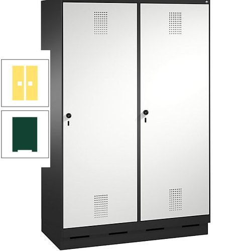 Doppel-Spind, Garderobenschrank, 2 Türen für 4 Abteile a 300 mm, Korpus anthrazitgrau, Türen anthrazitgrau, 1.800 x 1.200 x 500 mm (HxBxT)
