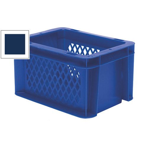 Eurobox - Eurokasten - Volumen 2 l - Boden geschlossen, Wände durchbrochen - 120 x 100 x 200 mm (HxBxT) - VE 16 Stk. - blau