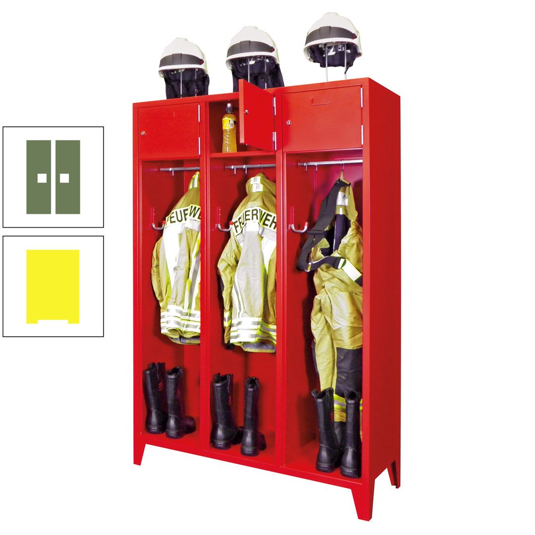 Feuerwehrschrank - 2 Abteile - Ablagefach mit Tür, Etikettenrahmen - 2.100 x 830 x 500 mm (HxBxT) - anthrazitgrau