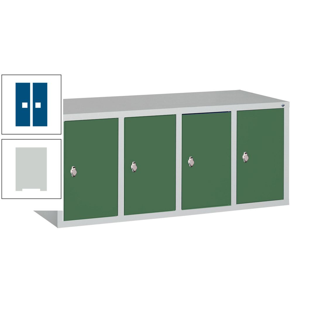 Aufsatzschrank für Spinde und Schließfachschränke, 4 Abteile, Korpus anthrazitgrau, Türen anthrazitgrau, 500 x 1.190 x 500 mm (HxBxT), Stahlschrank