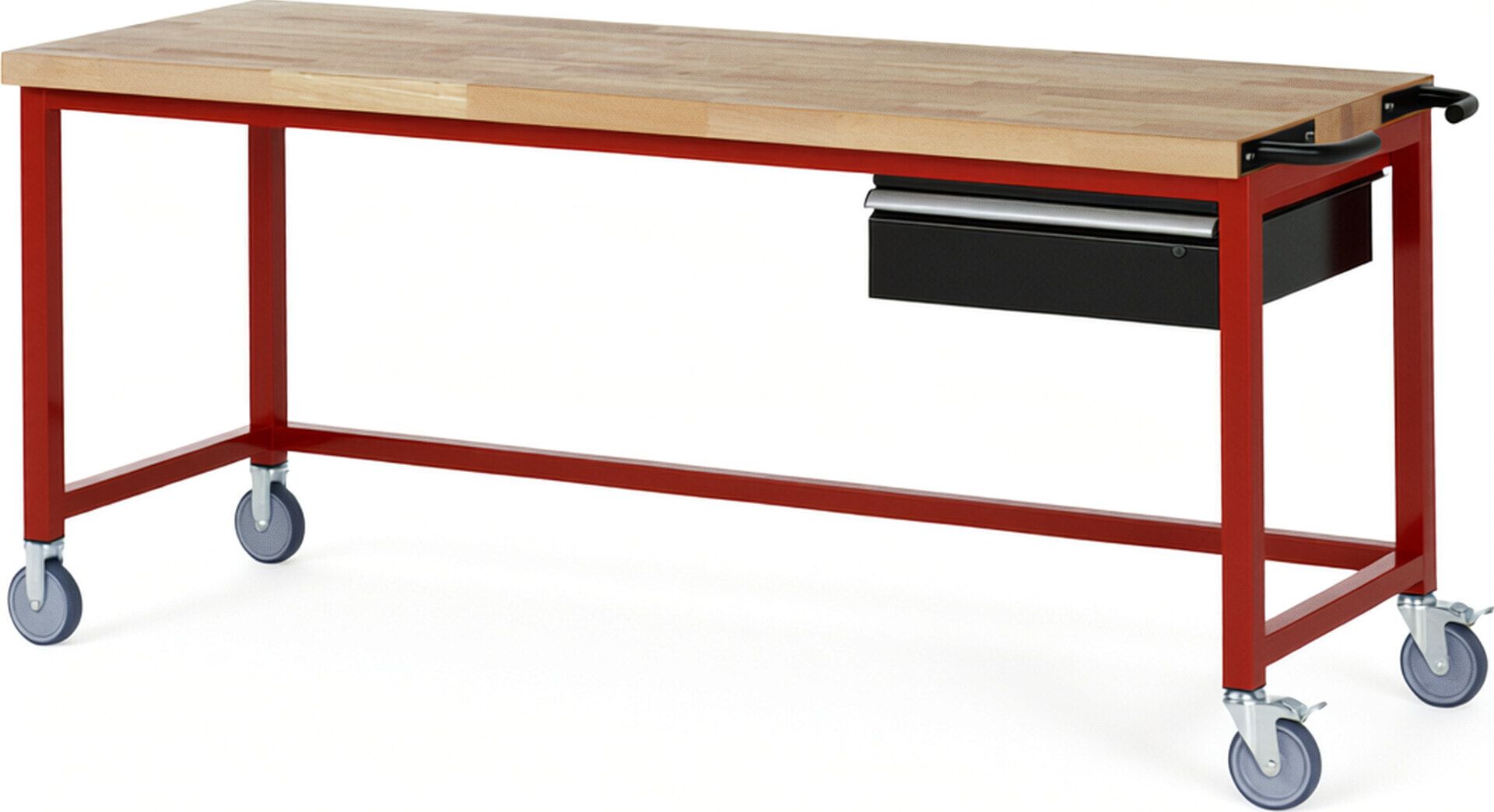 Mobile Werkbank mit 1 Schublade - 150:1 - höhenverstellbar 880-1.080 mm - 2.000 x 700 mm (BxT) - 450 kg - Buche - Anthrazitgrau