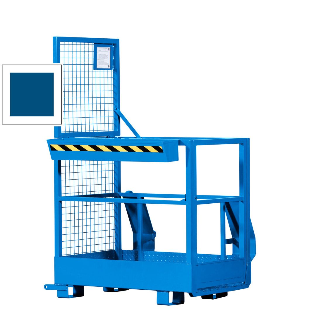 Arbeitsbühne - Frontlader und Stapler - Arbeitskorb - Montagebühne - Staplerkorb - Traglast 240 kg - 1.900 x 800 x 1.200 mm (HxBxT) - enzianblau