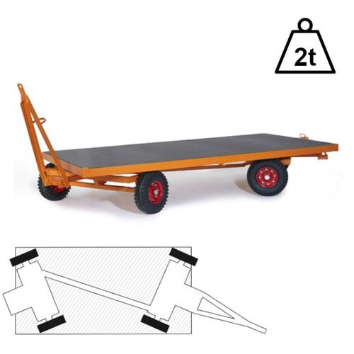 Industrieanhänger, Schwerlastanhänger, Ladefläche 2.000 x 1.000 mm (BxT), Traglast 2.000 kg, Luftbereifung, Logistikzug, 2-Achs Lenkung