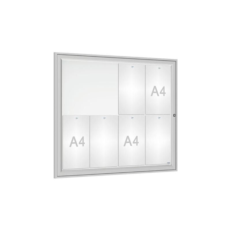 Schaukasten - Einflügeltür - 8xA4 - Querformat - 830 x 980 x 30 mm (HxBxT) - enzianblau - Infokasten - Präsentationsvitrine