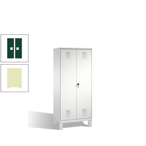 Doppel-Spind, Doppeltüren, Garderobenschrank mit Füßen, 2 Abteile a 400 mm, Korpus anthrazitgrau, Tür anthrazitgrau, 1.850 x 800 x 500 mm (HxBxT)