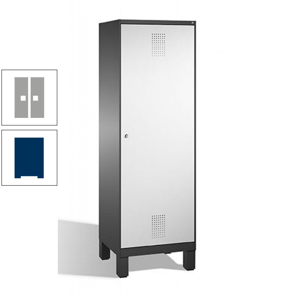 Doppel-Spind, Garderobenschrank, 1 Tür für 2 Abteile a 300 mm, Korpus anthrazitgrau, Türen anthrazitgrau, 1.850 x 600 x 500 mm (HxBxT)