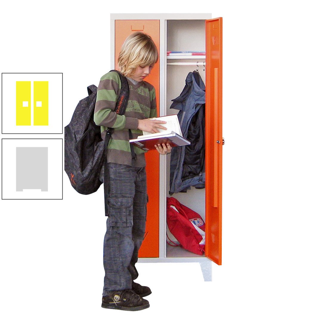Spindschrank f. Schulen - mit Füßen - Höhe 1.600 mm - 3 Abteile a 300 mm - Drehriegel - anthrazitgrau