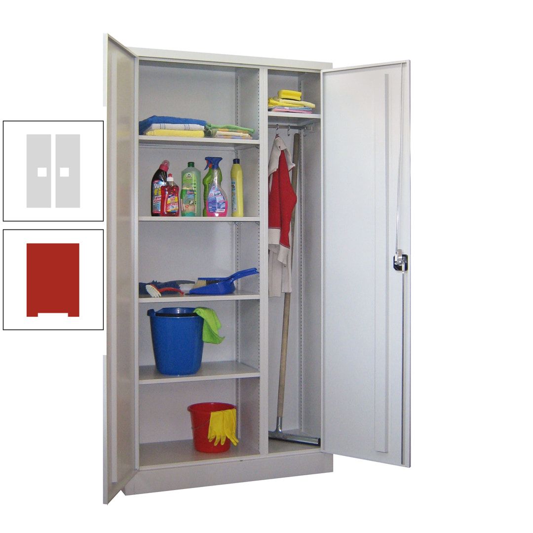 Putzschrank mit Trennwand - 1.950x1.000x400 mm (HxBxT) - Böden pulverbeschichtet - anthrazitgrau