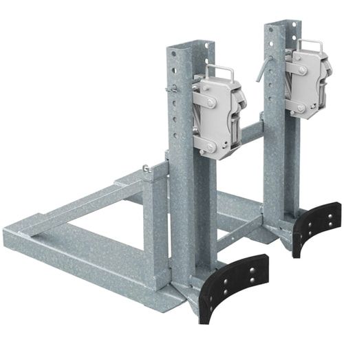 Fassgreifer für Gabelstapler, Kapazität 1 x 220 l Fass, Traglast 500 kg, Kettensicherung, Gummipuffer, Oberfläche feuerverzinkt