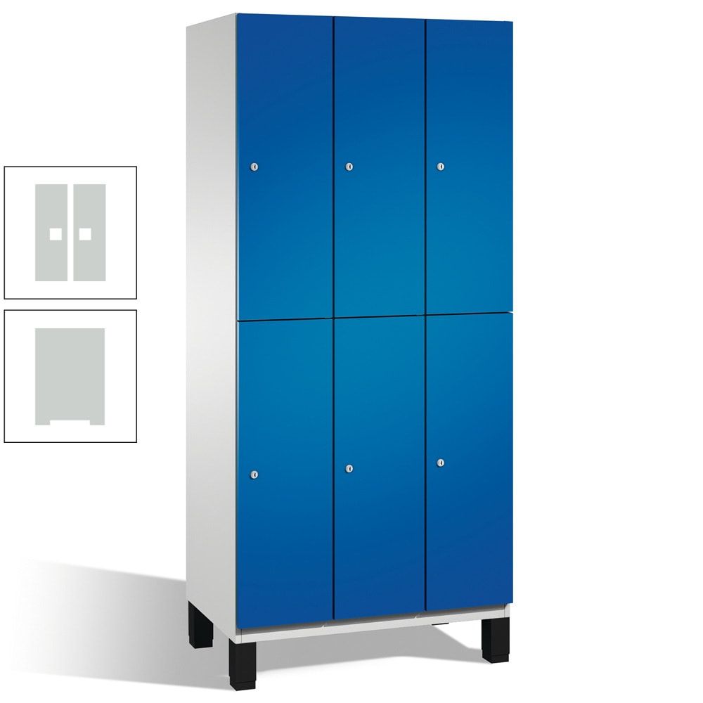 Fächerschrank, Stahlschrank, doppelstöckig, 6 Fächer, Füße, Korpus anthrazitgrau, Tür anthrazitgrau, 1.980 x 900 x 525 mm (HxBxT)