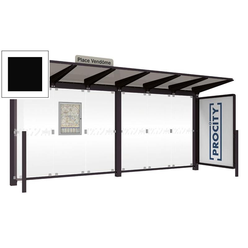 Buswartehalle - Unterstand - Fahrplankasten - Haltestellenschild - Seitenwand - Schaukasten - 2.390 x 5.000 x 1.500 mm (HxBxT) - enzianblau