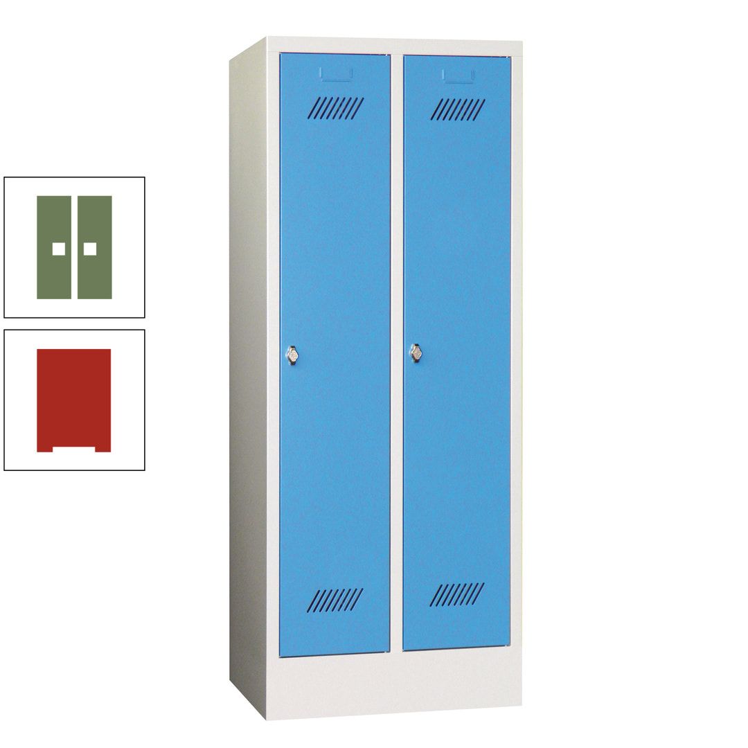 Spindschrank f. Schulen - mit Sockel - Höhe 1.600 mm - 2 Abteile a 300 mm - Drehriegel - anthrazitgrau