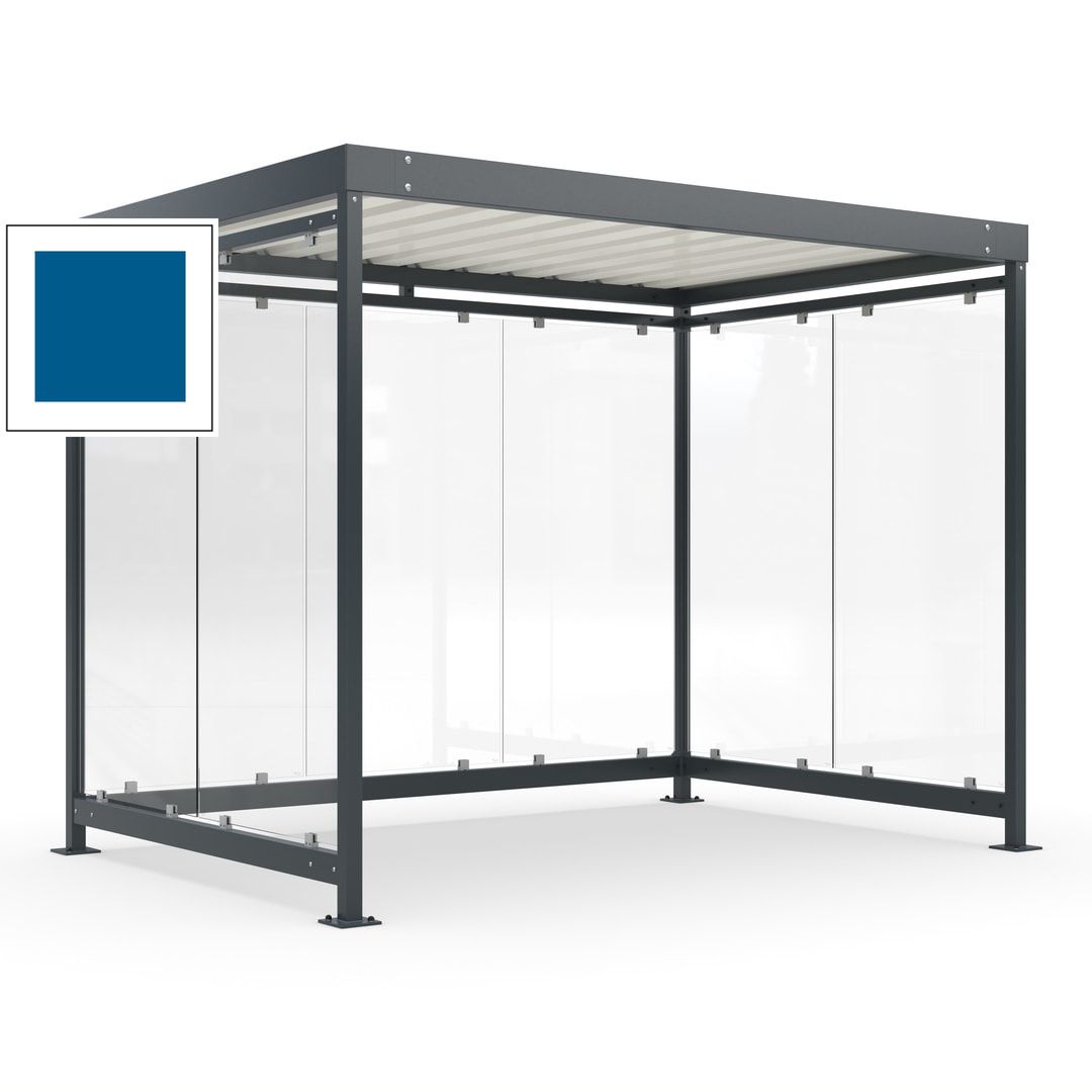 Raucherunterstand, Bausatz, Fahrgastunterstand, Bushaltestelle, 2.510 x 3.180 x 2.165 mm (HxBxT), 7 Wände, Achatgrau