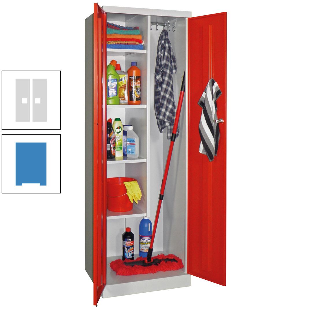 Putzschrank mit Sockel - 1 Abteil mit Trennwand - 1.800x600x500 mm (HxBxT) - Zylinderschloss - anthrazitgrau