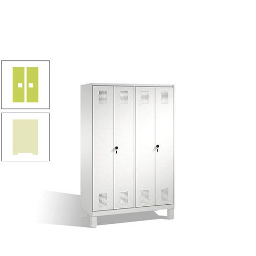 Doppel-Spind, Doppeltüren, Garderobenschrank mit Füßen, 4 Abteile a 300 mm, Korpus anthrazitgrau, Tür anthrazitgrau, 1.850 x 1.200 x 500 mm (HxBxT)