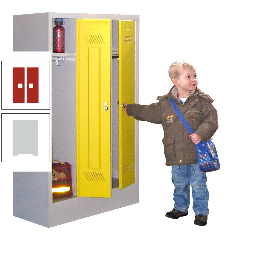 Spindschrank f. Kindergärten - mit Sockel - Höhe 1.300 mm - 2 Abteile a 250 mm - Drehriegel - anthrazitgrau
