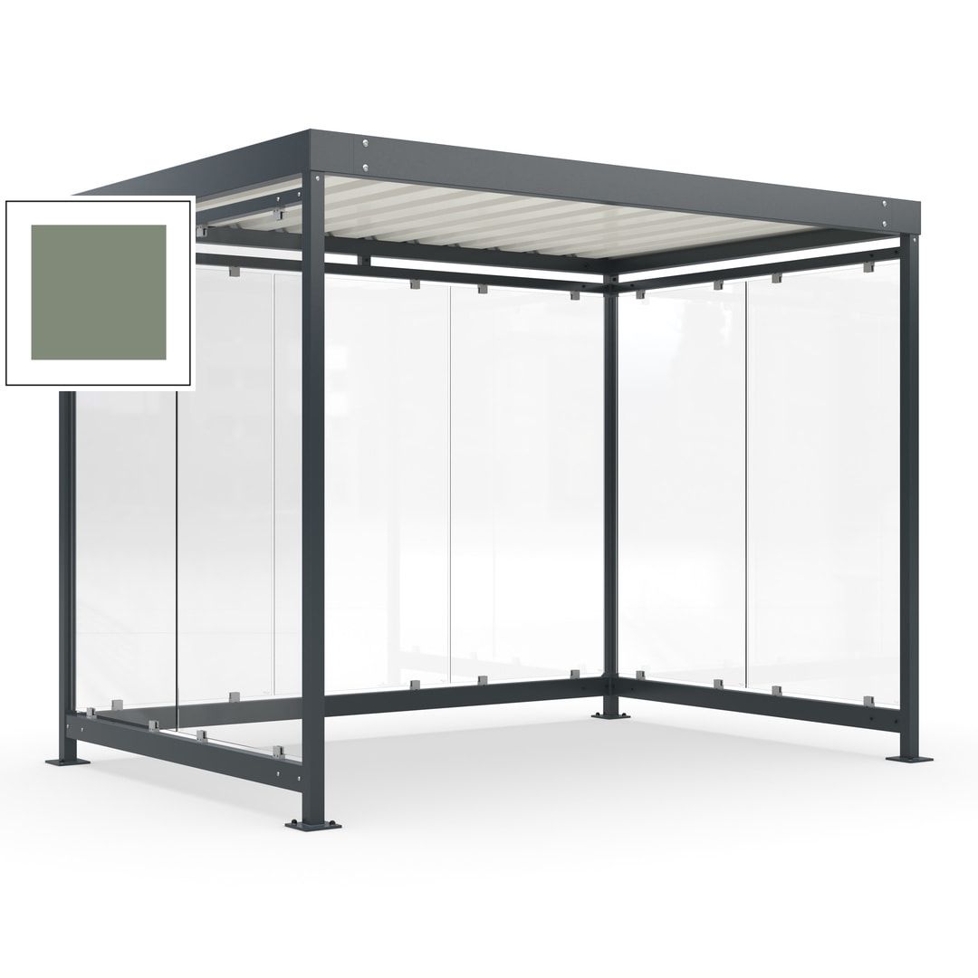 Raucherunterstand, Bausatz, Fahrgastunterstand, Bushaltestelle, 2.510 x 3.180 x 2.165 mm (HxBxT), 7 Wände, Achatgrau