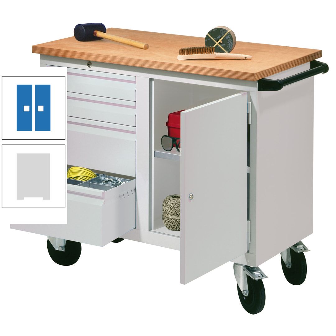 Mobile Werkbank - Werkstattwagen - 915 x 1.090 x 600 mm - 4 Schubladen und Schrankfach - anthrazitgrau
