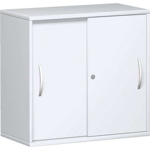 Anstell-Schiebetürenschrank, Holz, 2 Ordnerhöhen, Einlegeboden, Stellfüße, 720 x 1.000 x 425 mm (HxBxT), Frontfarbe Ahorn, Korpusfarbe Ahorn