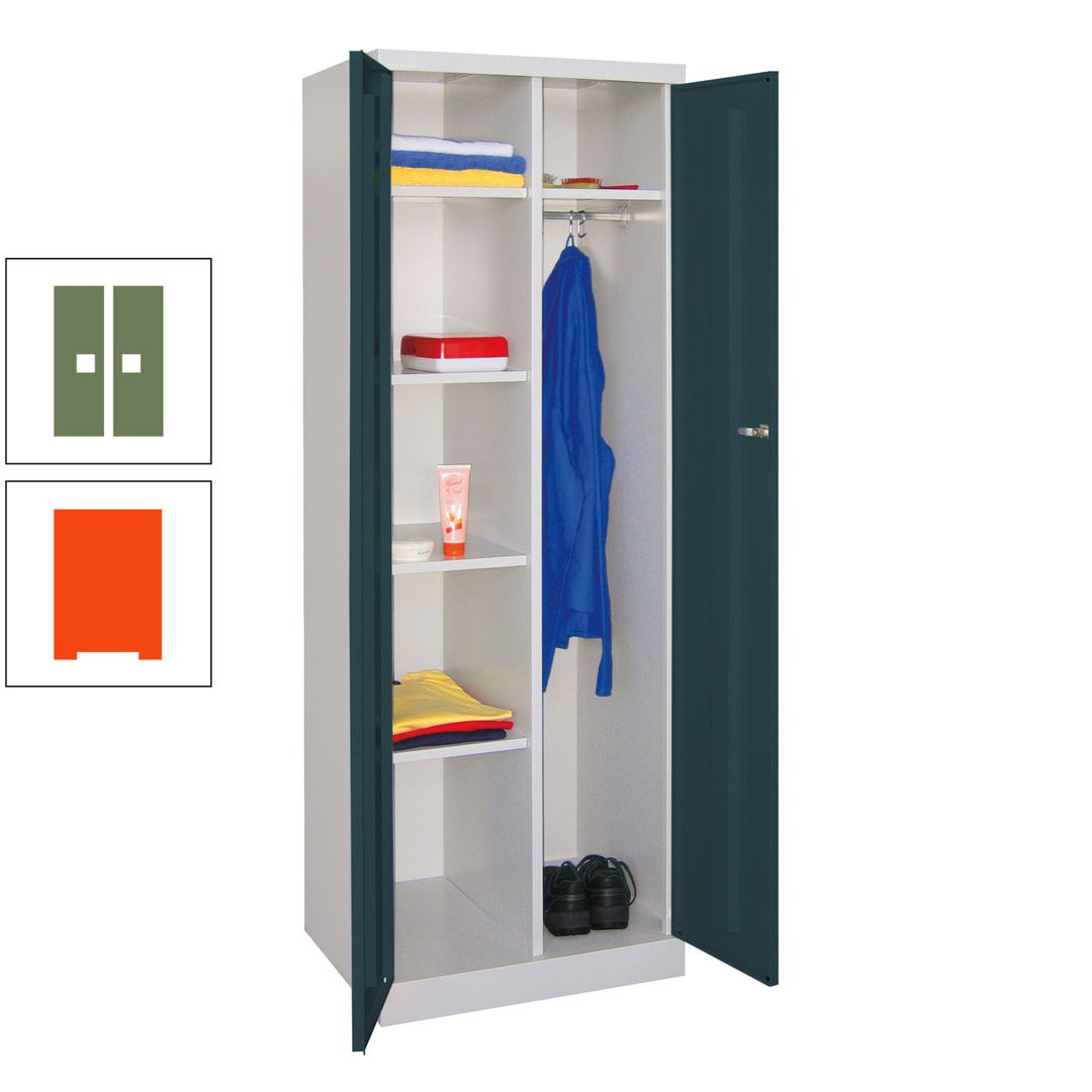 Kleiderschrank mit Sockel - Spind - 1 Abteil mit Trennwand - 1.800x600x500 mm (HxBxT) - Zylinderschloss - anthrazitgrau