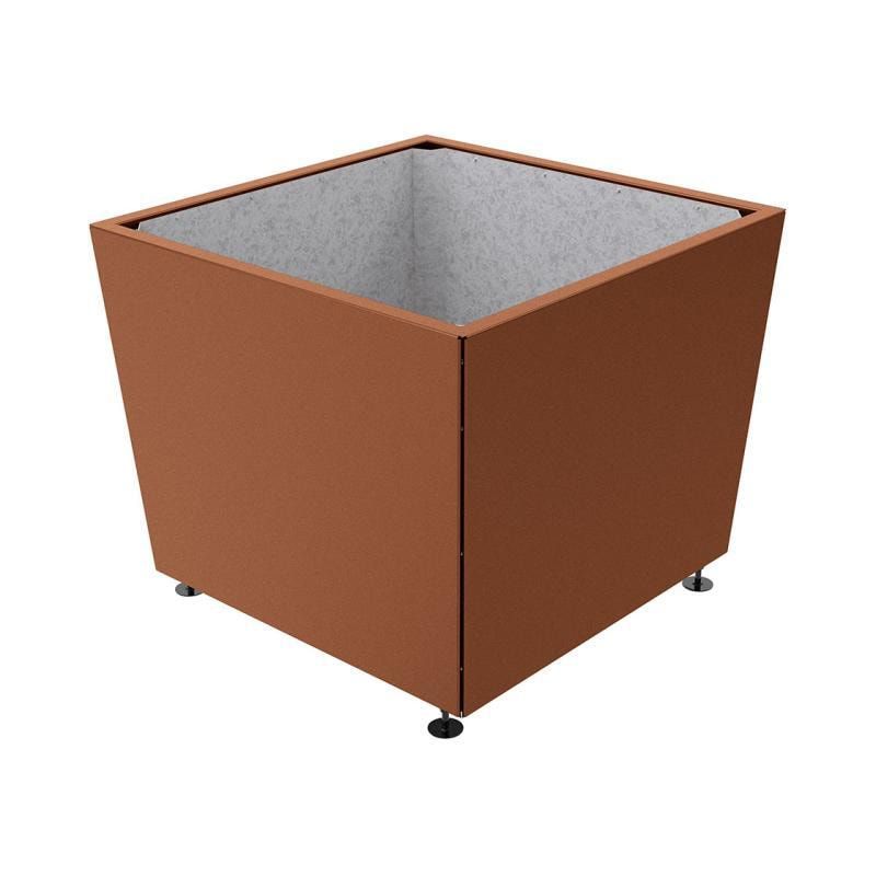 Pflanzkübel, 2 mm Stahlblech fvz, innen Blech feuerverzinkt mit Verladungsgriffen, verstellbare Füße, 760 x 785 x 785 mm (HxBxT), enzianblau