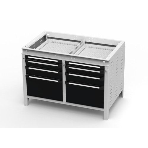 OTTOKIND Werkbank - bündige Arbeitsplatte - 850 x 1.150 x 750 mm (HxBxT) - 8 Schubladen - lichtgrau