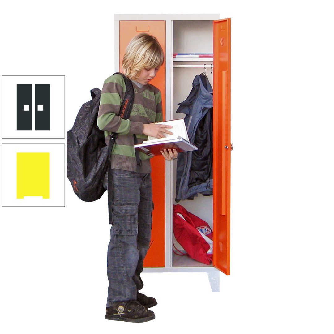 Spindschrank f. Schulen - mit Füßen - Höhe 1.600 mm - 3 Abteile a 300 mm - Drehriegel - anthrazitgrau