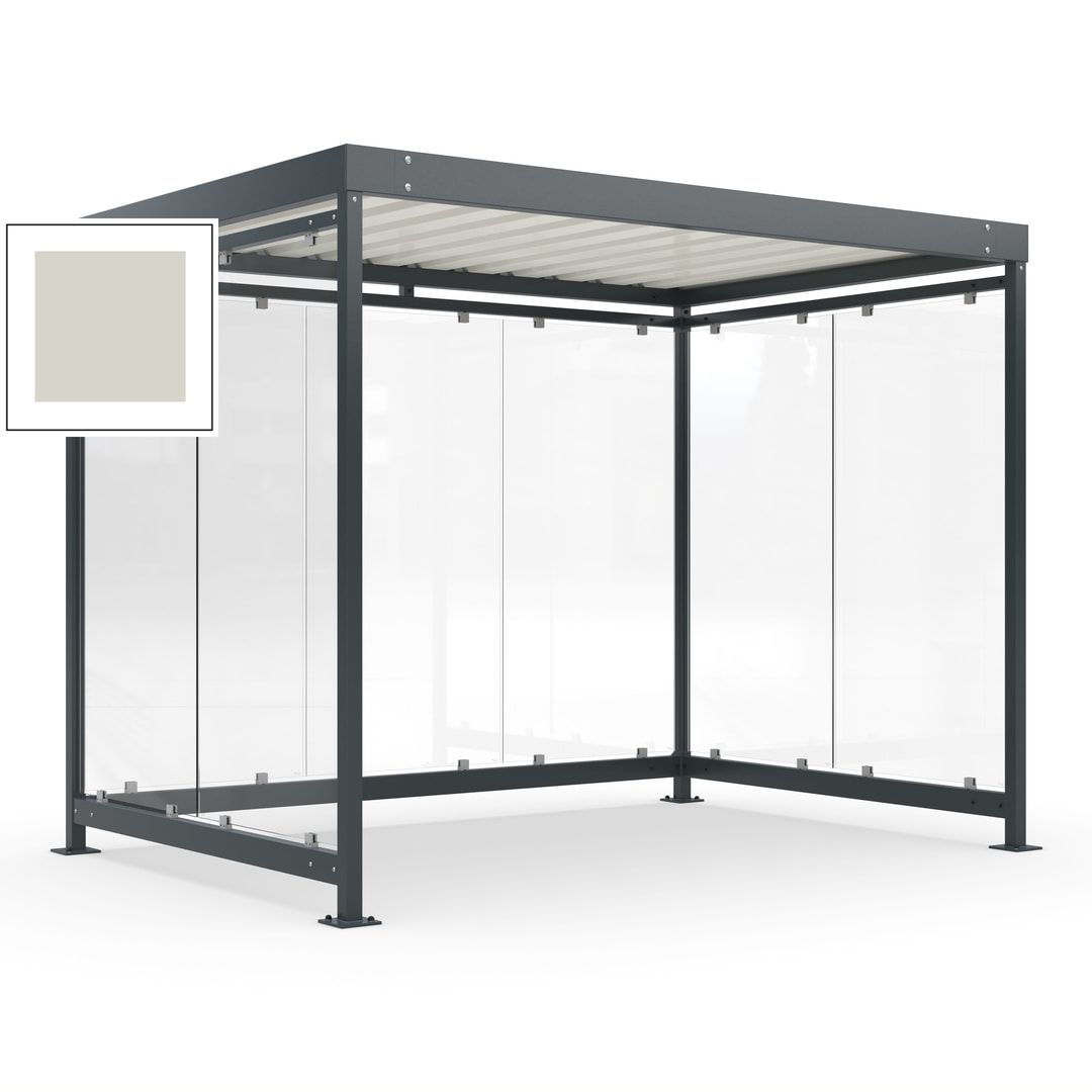 Raucherunterstand, Bausatz, Fahrgastunterstand, Bushaltestelle, 2.510 x 3.180 x 2.165 mm (HxBxT), 7 Wände, Achatgrau
