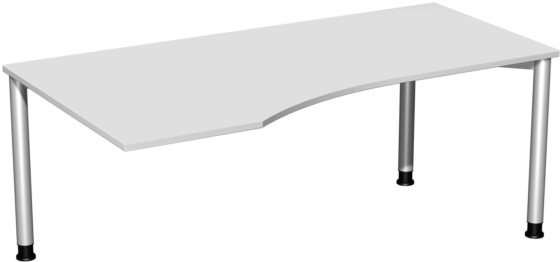 Eckschreibtisch mit einseitig verkürzten Füßen, 4-Fuß Flex, Ecke links, Höhe 680-800 mm, 1.600 x 1.000 mm (BxT), Gestell anthrazit, Ahorn