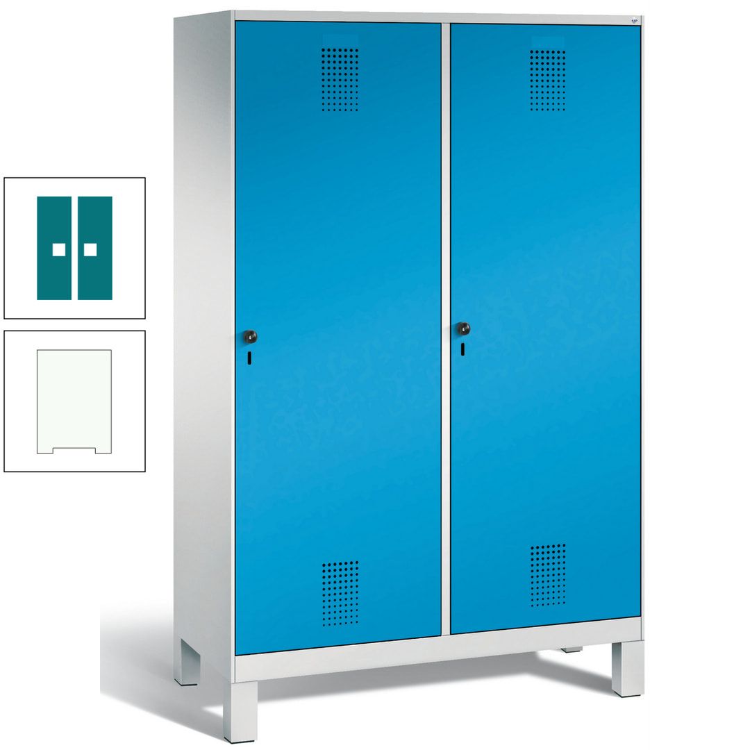 Doppel-Spind, Garderobenschrank, 2 Türen für 4 Abteile a 300 mm, Korpus anthrazitgrau, Türen anthrazitgrau, 1.850 x 1.200 x 500 mm (HxBxT)