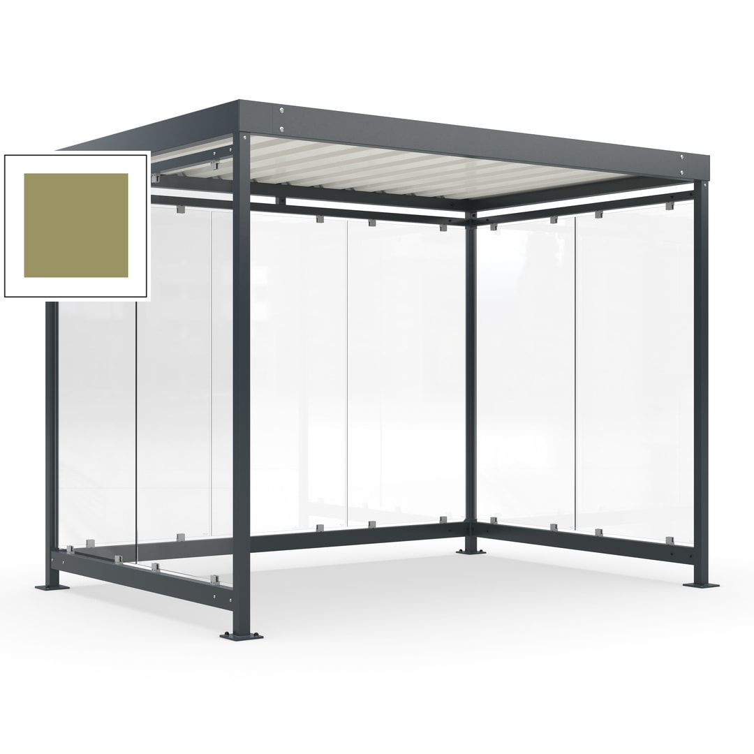 Raucherunterstand, Bausatz, Fahrgastunterstand, Bushaltestelle, 2.510 x 3.180 x 2.165 mm (HxBxT), 7 Wände, Achatgrau