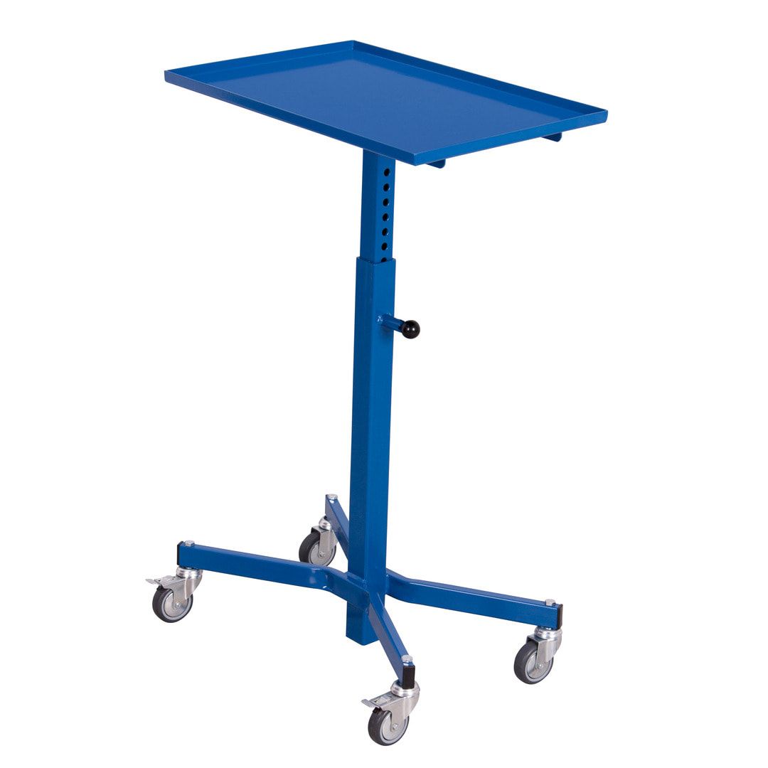 Fahrbarer Materialständer - 150 kg - höhenverstellbar 505 bis 780 mm - enzianblau