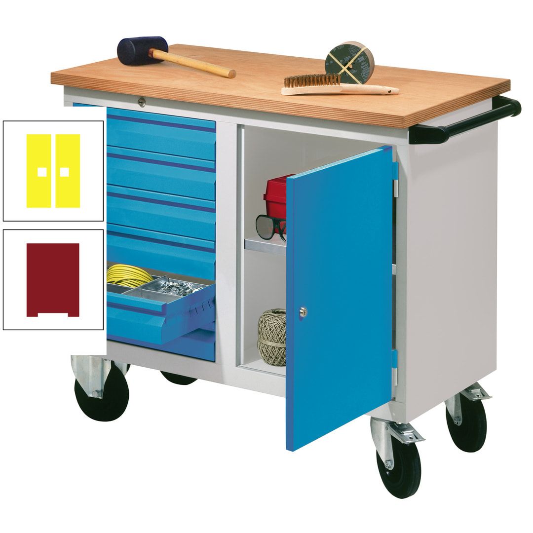 Mobile Werkbank - Werkstattwagen - 915 x 1.090 x 600 mm - 6 Schubladen und Schrankfach - anthrazitgrau