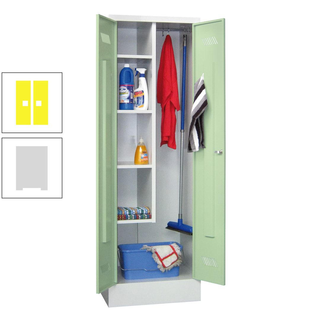 Putzschrank mit Sockel - 1 Abteil mit Trennwand - 1.850x600x500 mm (HxBxT) - Drehriegel - anthrazitgrau