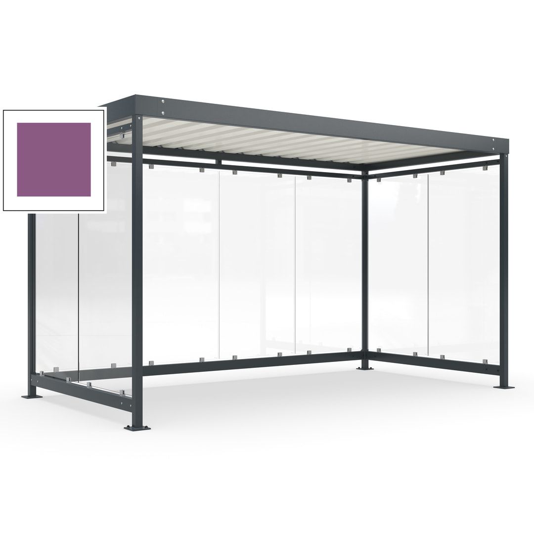 Fahrradunterstand, Fahrgastunterstand, Bushaltestelle, Bausatz, 12-13 Personen, 2.510 x 4.195 x 2.165 mm (HxBxT), 8 Wände, Achatgrau