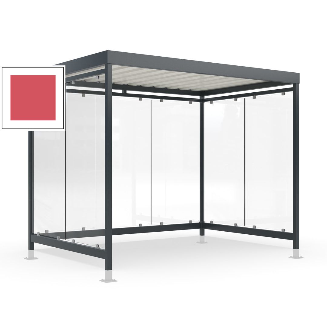 Raucherunterstand mit Überpflasterung, fertig montiert, Fahrgastunterstand, Bushaltestelle, 2.440 x 3.180 x 2.165 mm (HxBxT), 7 Wände, Achatgrau