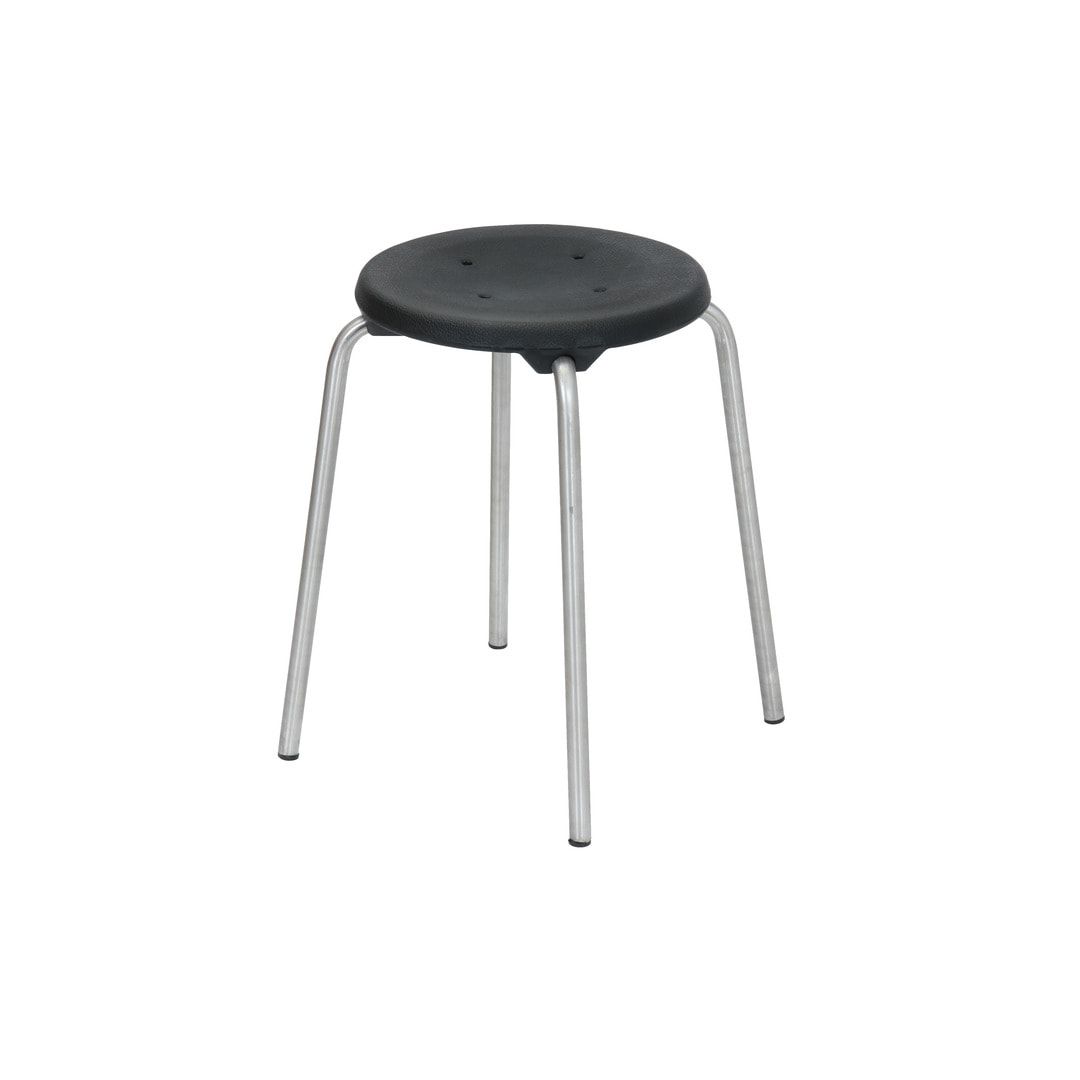 Hocker - Stapelhocker - Sitzhöhe 580 mm - PU schwarz - Edelstahl Gestell