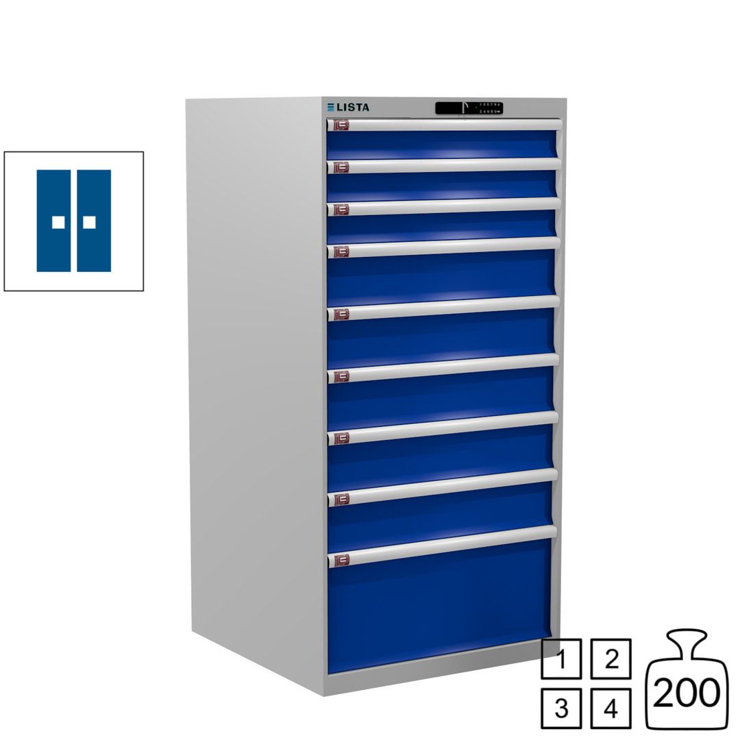 Lista Schubladenschrank - 13.106.010 - 1.450x717x725 mm (HxBxT) - 9 Schubladen - 200 kg - Key Lock - lichtblau (RAL 5012)